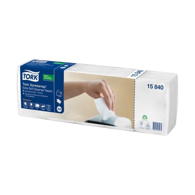 15840 - Tork Xpressnap® Extra Soft White Napkin - plié 1/4 - 8x500pcs